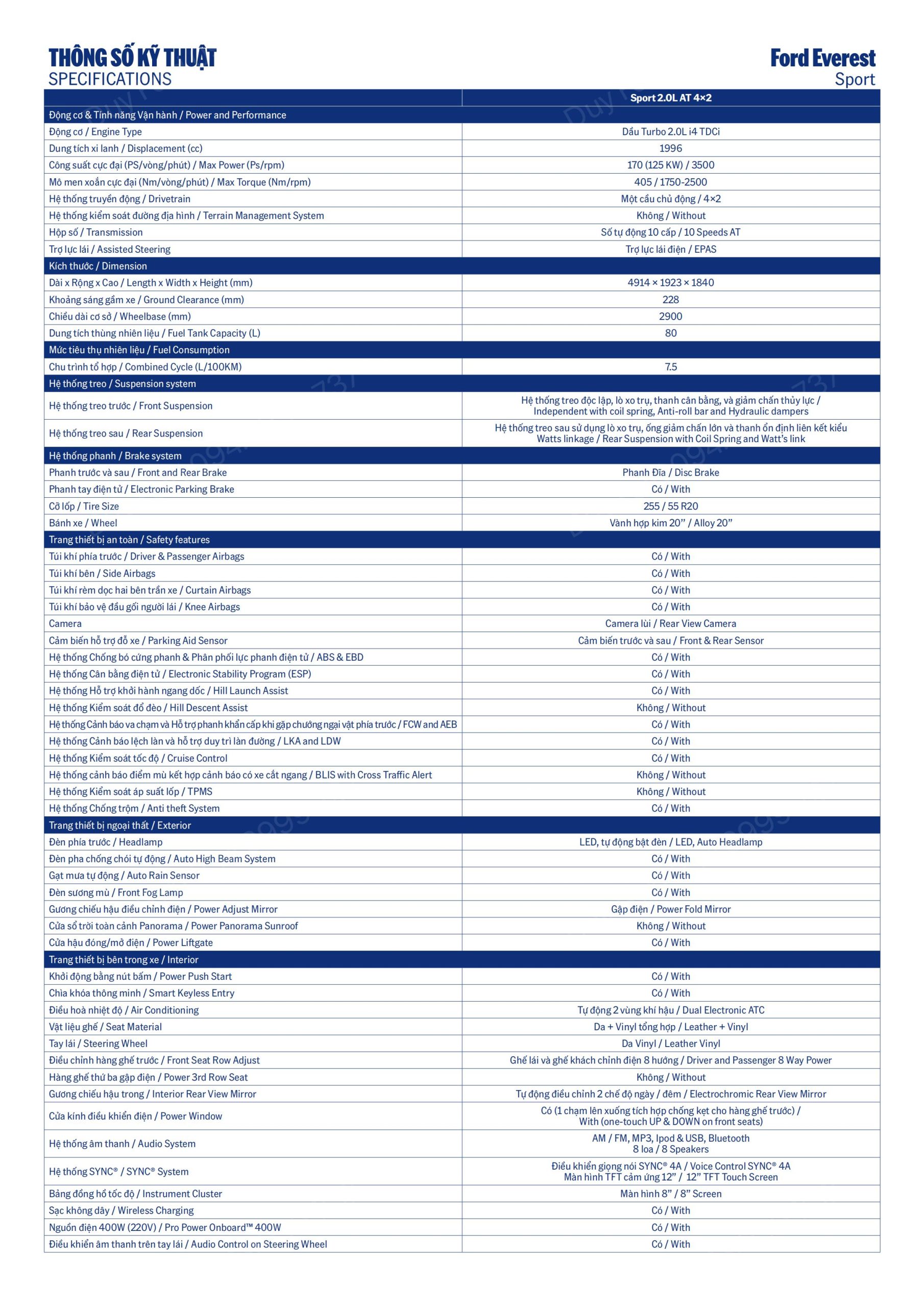 Catalog ford everest sport